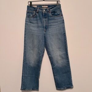 Levis Ribcage Straight Medium Blue Denim Jeans size 30